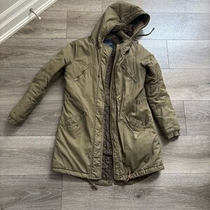 - American Eagle Outfitters Khaki Hooded Jacket, Size XS